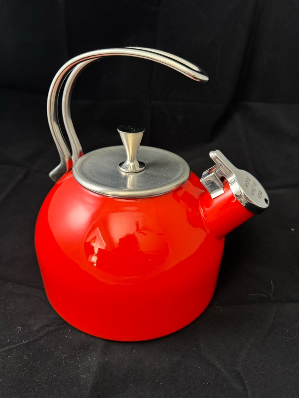 Kate Spade Make it Pop Red Whistling Stovetop Tea Kettle with Stainless Handle - Picture 3 of 5